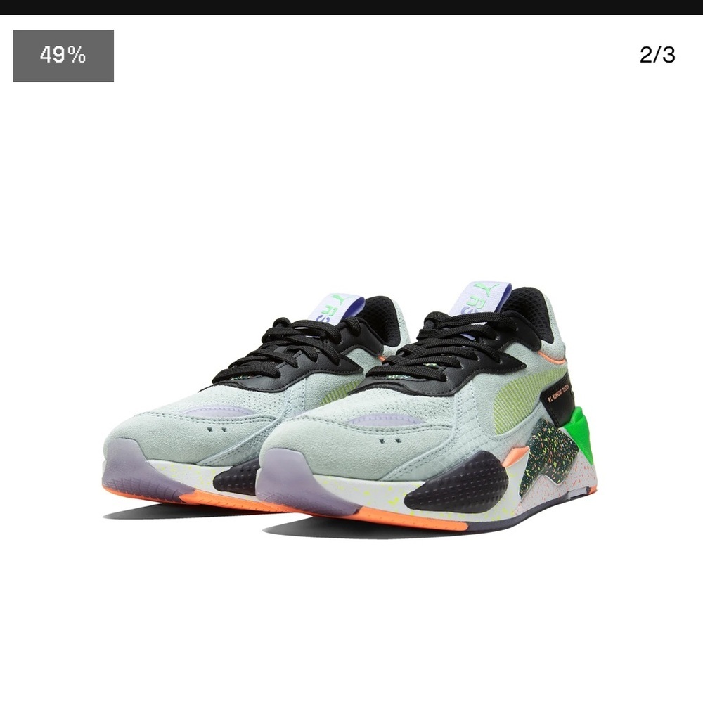 Puma Sneakers in Black, Gray, and Neon Accents